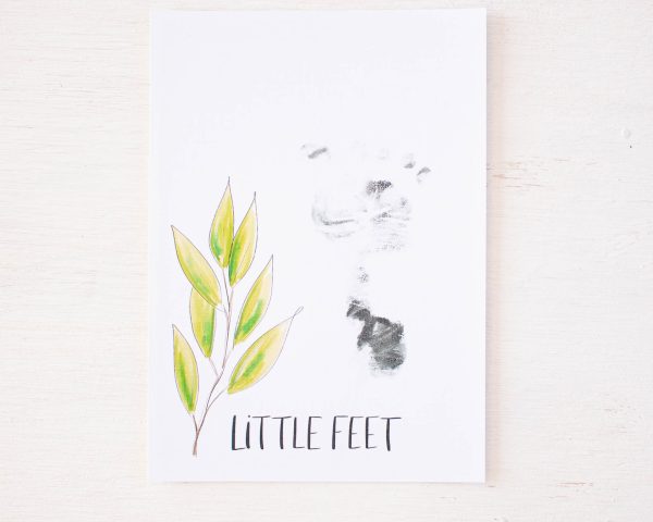 Pretty Plain Paper Newborn Baby Footprint Card Printable