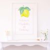 Watercolor Lemon & Pink Welcome Sign for a Pretty Pink & Lemons Birthday Party or Bridal Shower