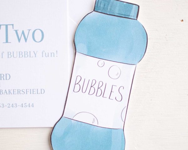 Bubble Birthday Party Printable Invitation Insert by Pretty Plain Paper