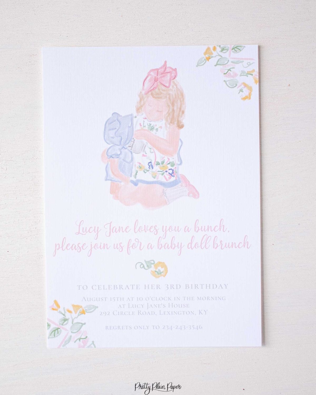 Baby Doll Birthday Party Invitation by Pretty Plain Paper