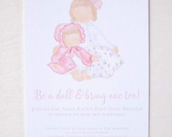Baby Doll Birthday Party Invitation by Pretty Plain Paper
