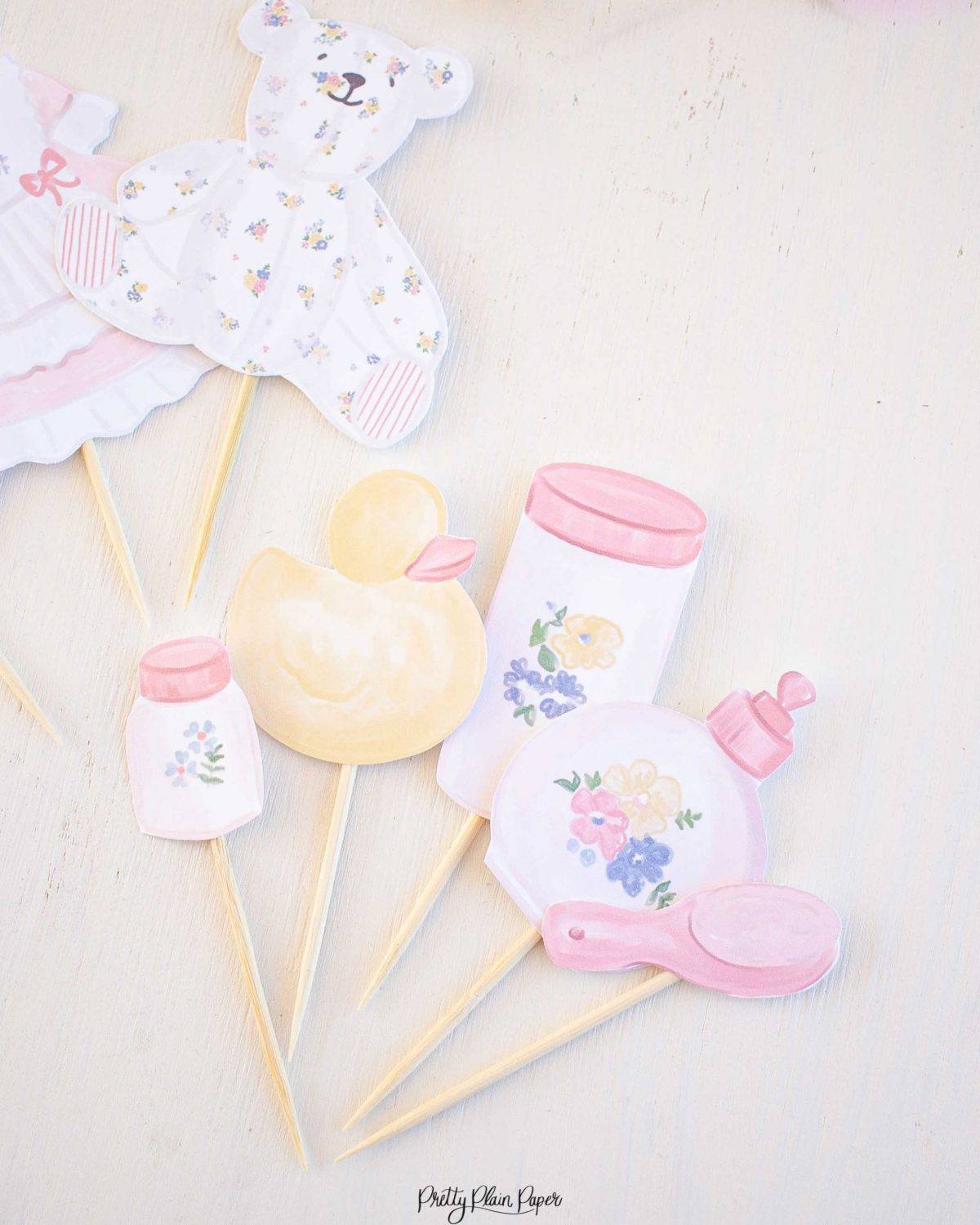 Baby Doll Birthday Printable Cupcake Toppers by Pretty Plain Paper
