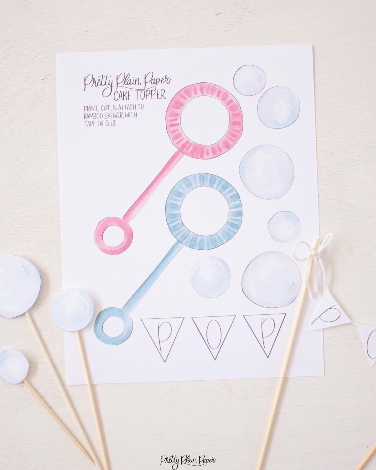 Bubble Birthday Party Printable Cake Topper by Pretty Plain Paper