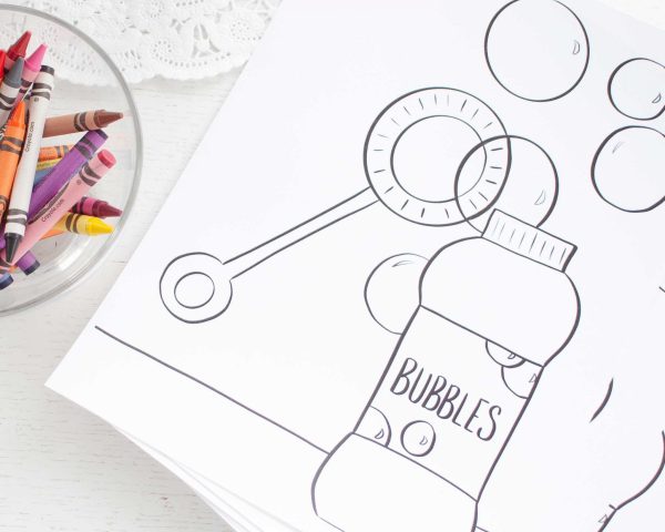 Bubble Birthday Party Printable Coloring Page by Pretty Plain Paper
