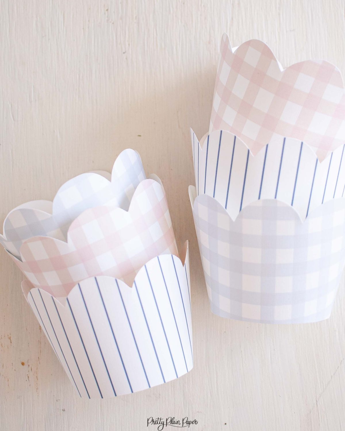Gingham Pattern Party Printable Cupcake Wrappers by Pretty Plain Paper