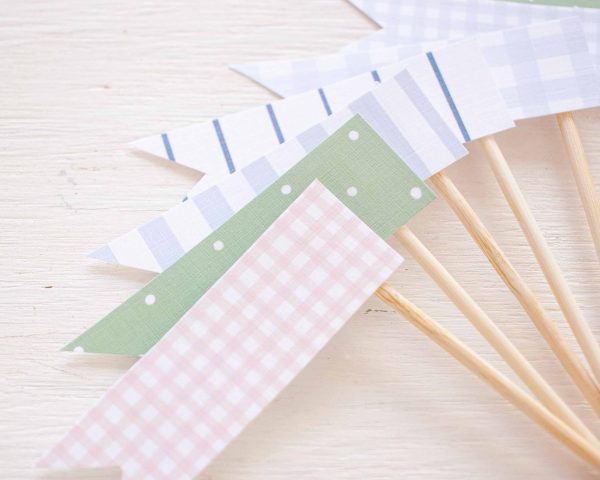 Pattern & Gingham Flag Cupcake Toppers Party Printable by Pretty Plain Paper