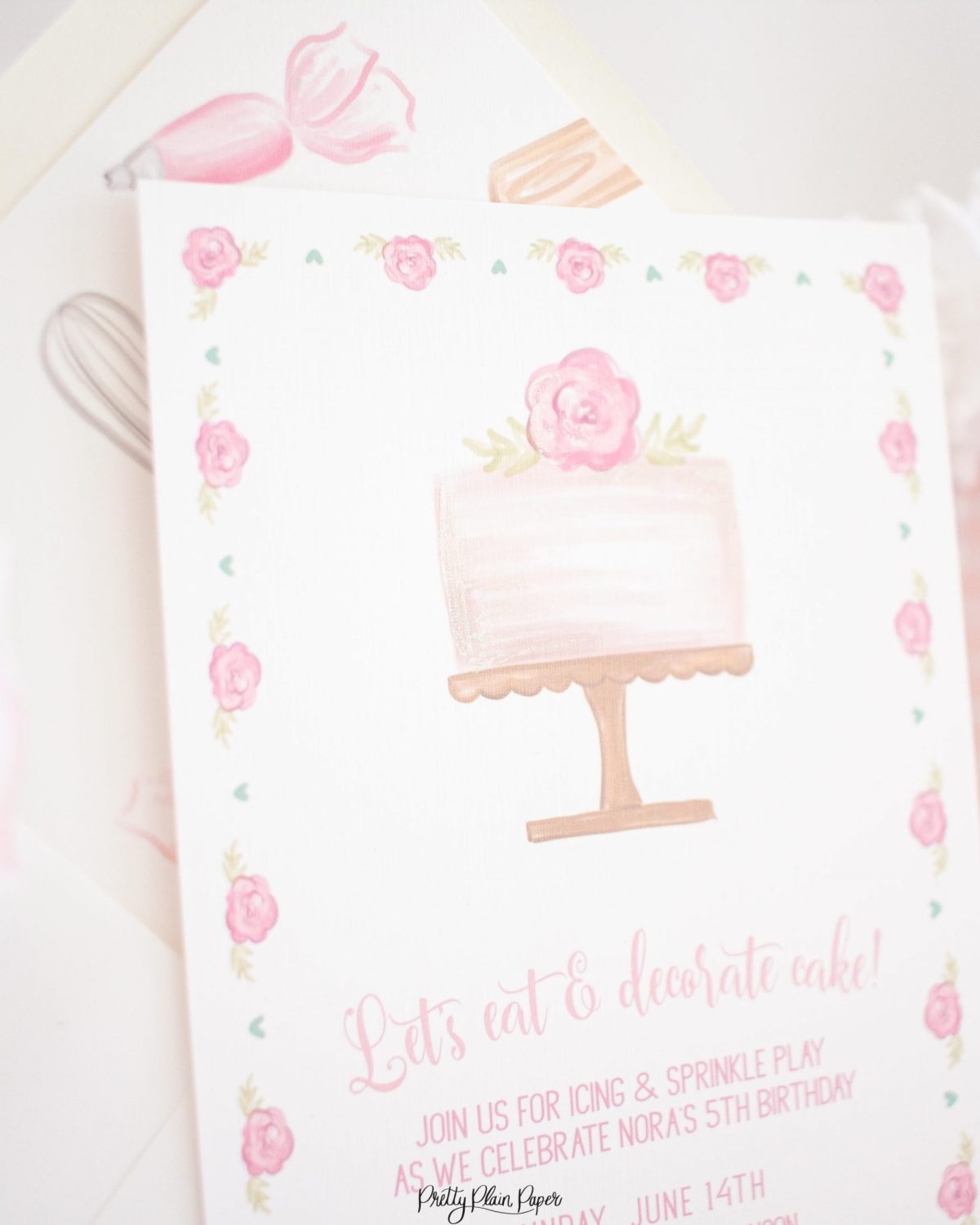 Cake Party Invitation Printable by Pretty Plain Paper
