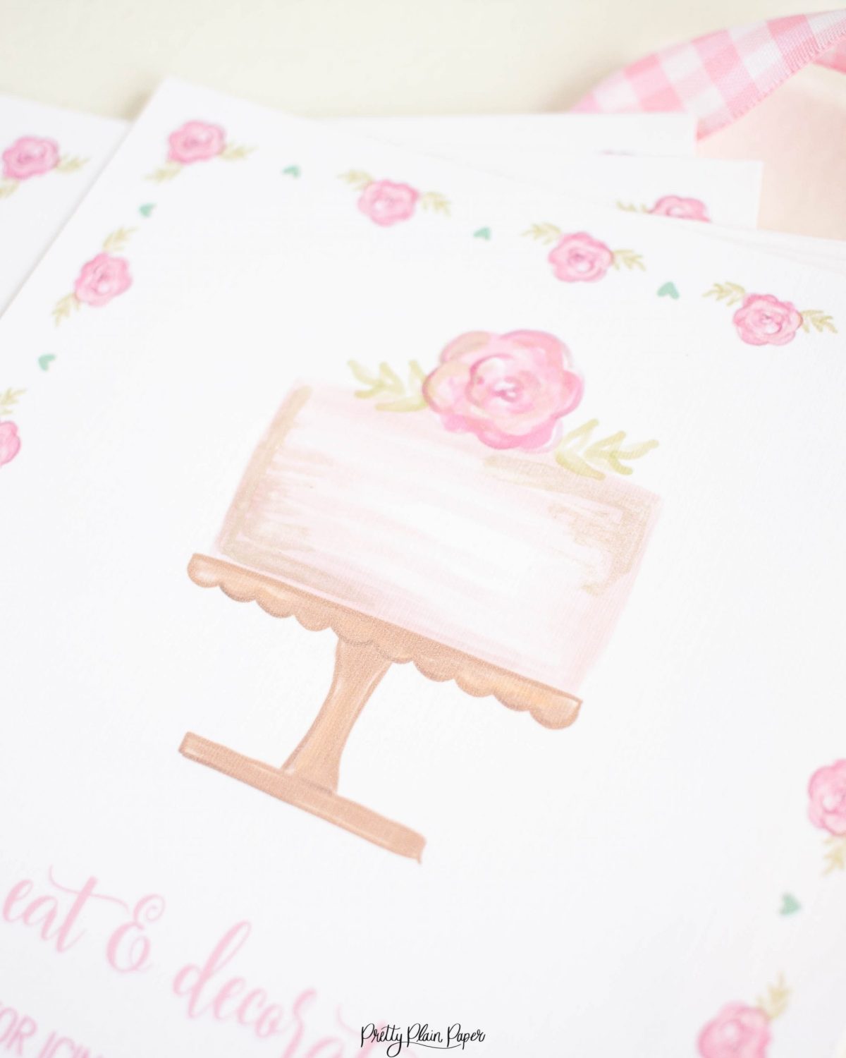 Cake Party Invitation Printable by Pretty Plain Paper
