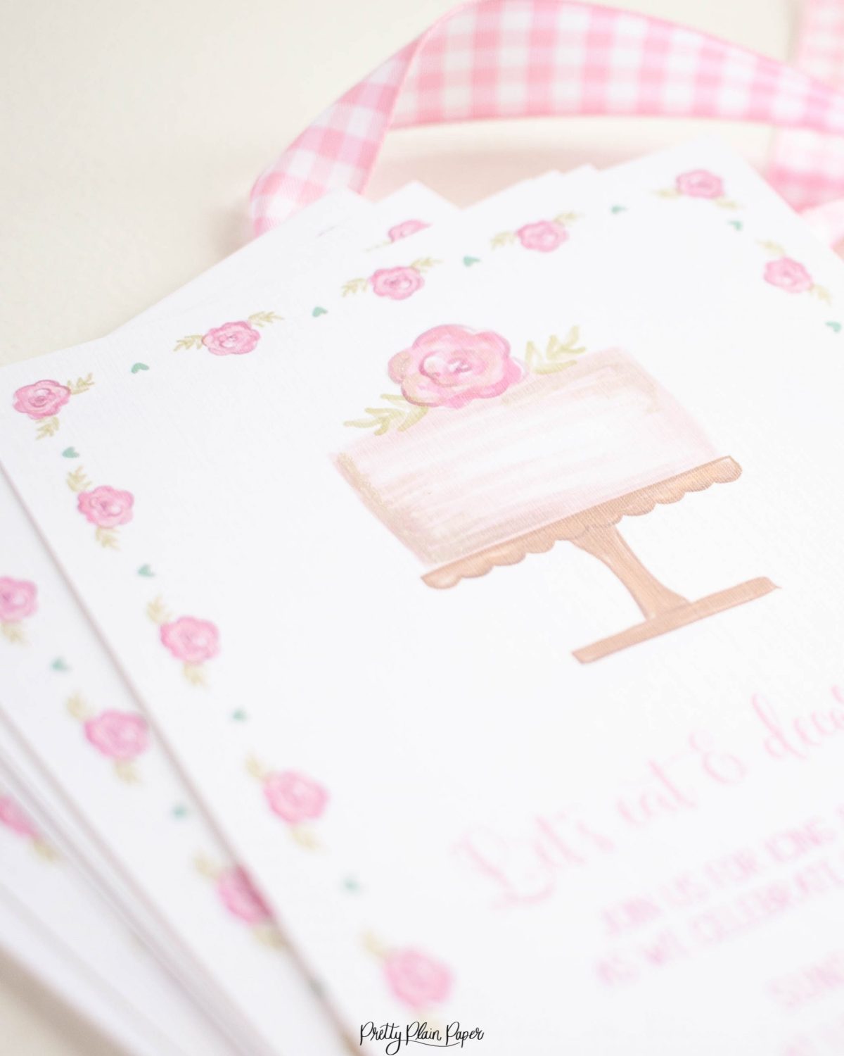 Cake Party Invitation Printable by Pretty Plain Paper