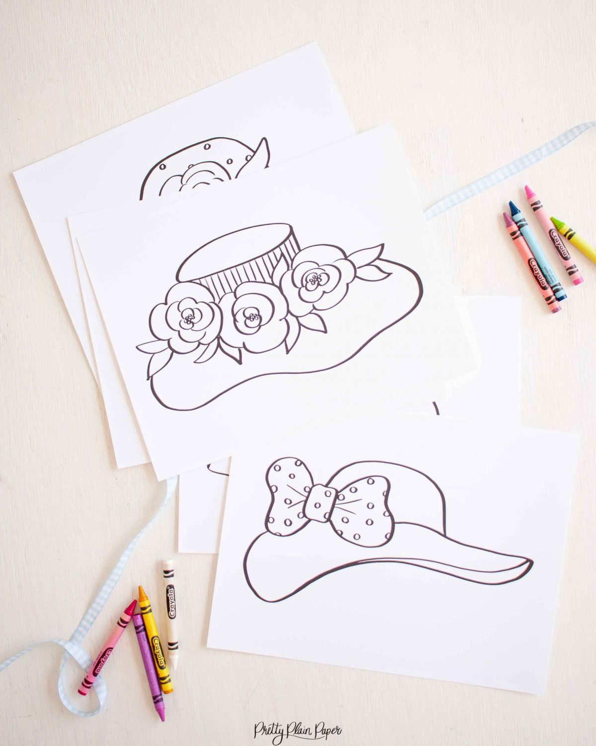 Fancy Derby Hats Coloring Page Printable by Pretty Plain Paper