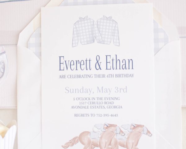 Twin Birthday Churchill Downs Kentucky Derby Party Invitation Printable by Pretty Plain Paper