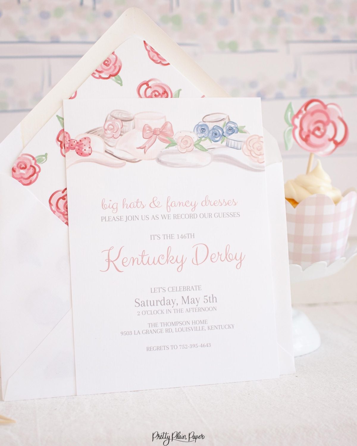 Fancy Hat Kentucky Derby Tea Party Invitation Printable by Pretty Plain Paper