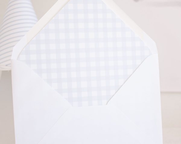 Blue Gingham Envelope Liner Printable by Pretty Plain Paper