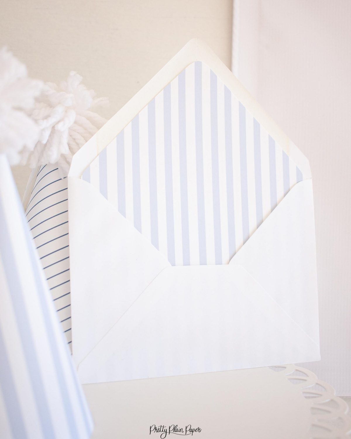 Blue Stripe Envelope Liner Printable by Pretty Plain Paper