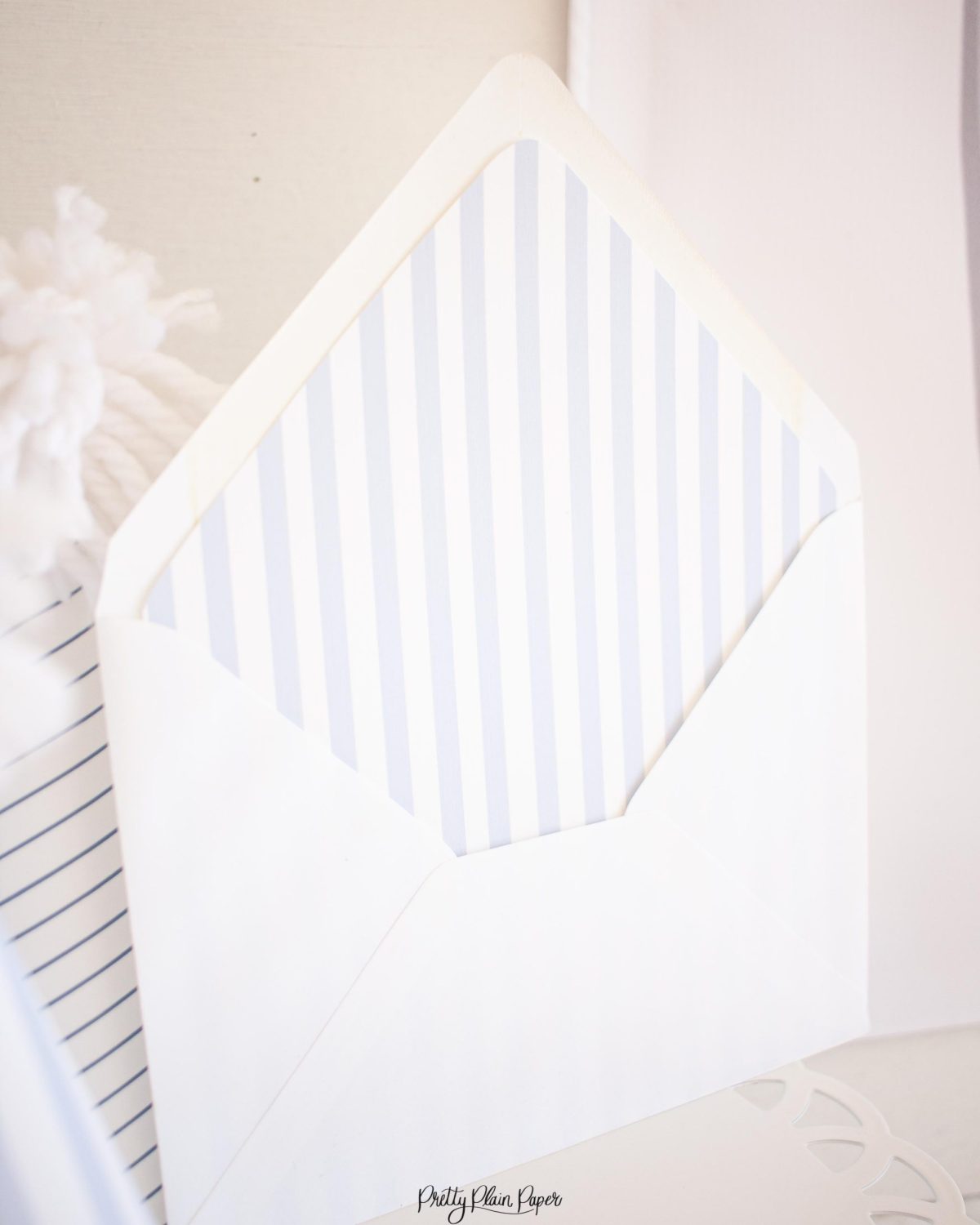 Blue Stripe Envelope Liner Printable by Pretty Plain Paper