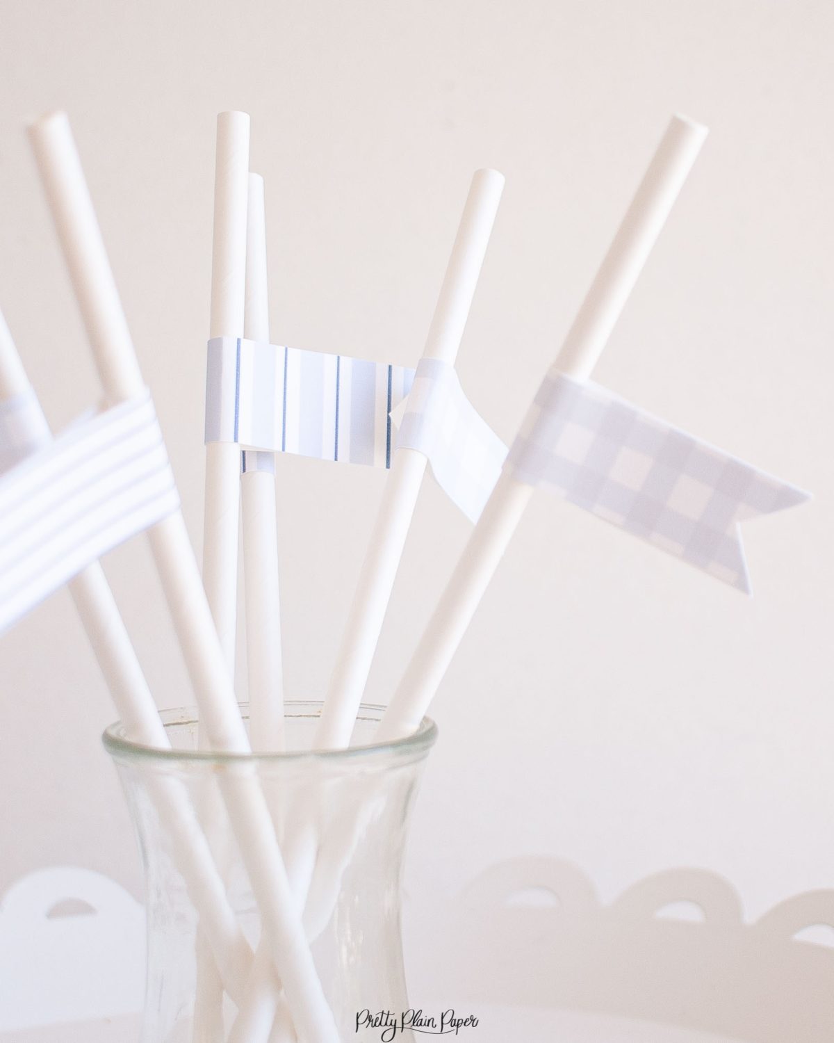Printable Straw Flag Toppers, Blue Patterns by Pretty Plain Paper