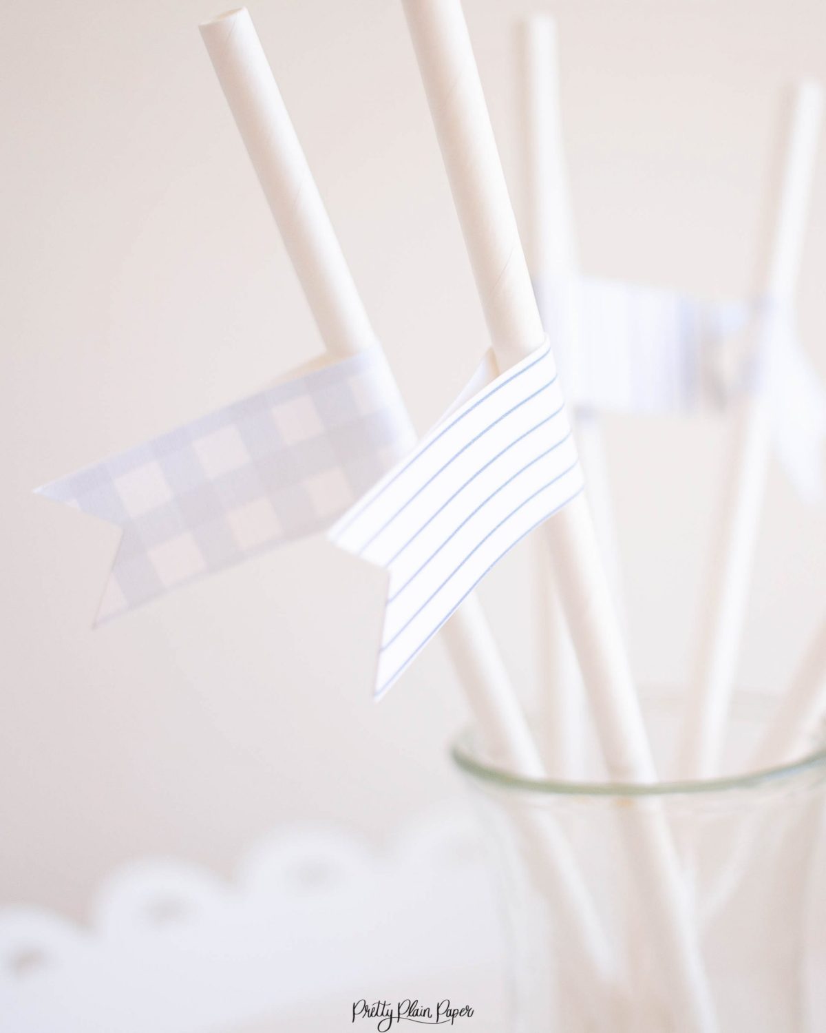 Printable Straw Flag Toppers, Blue Patterns by Pretty Plain Paper