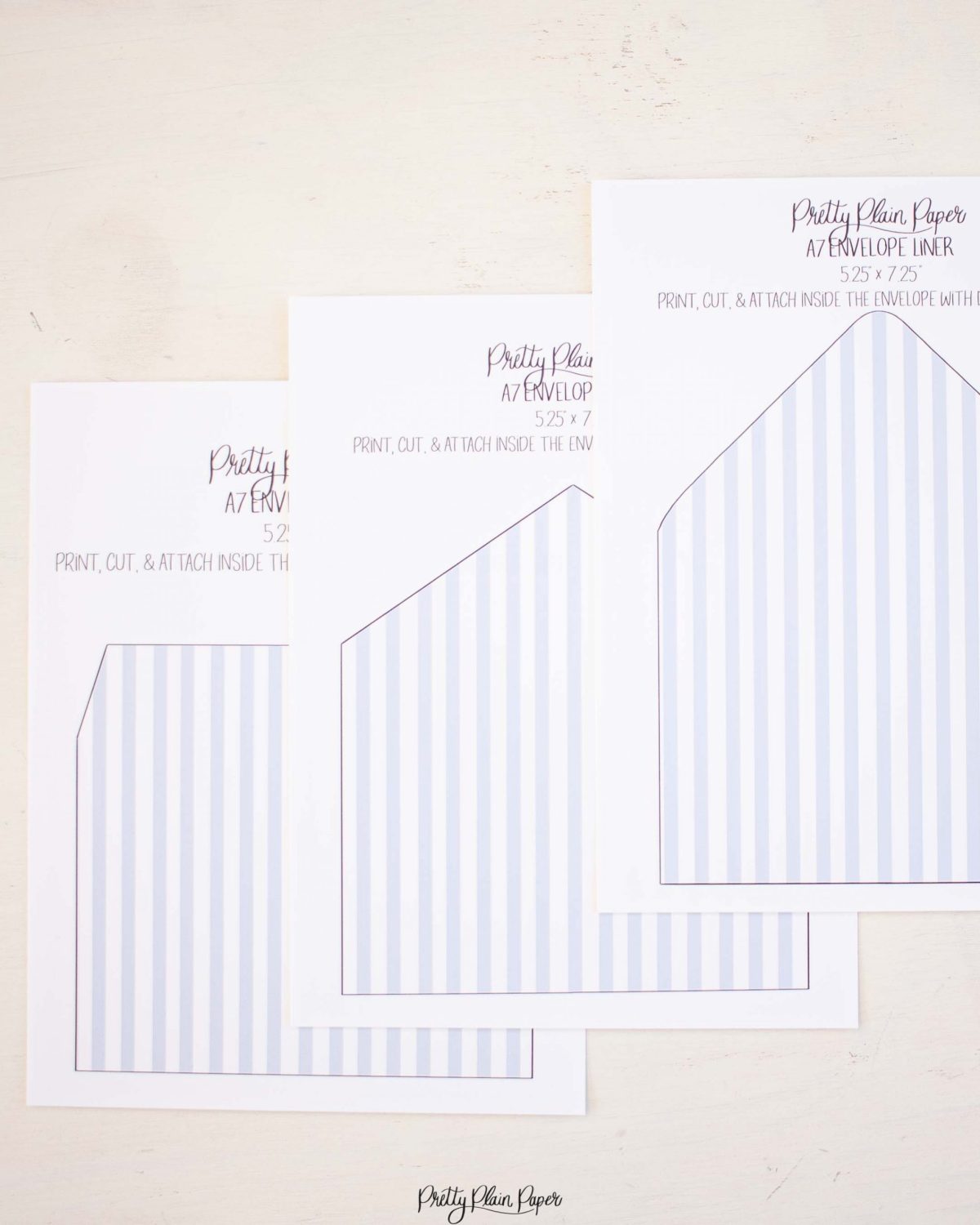 Blue Stripe Envelope Liner Printable by Pretty Plain Paper