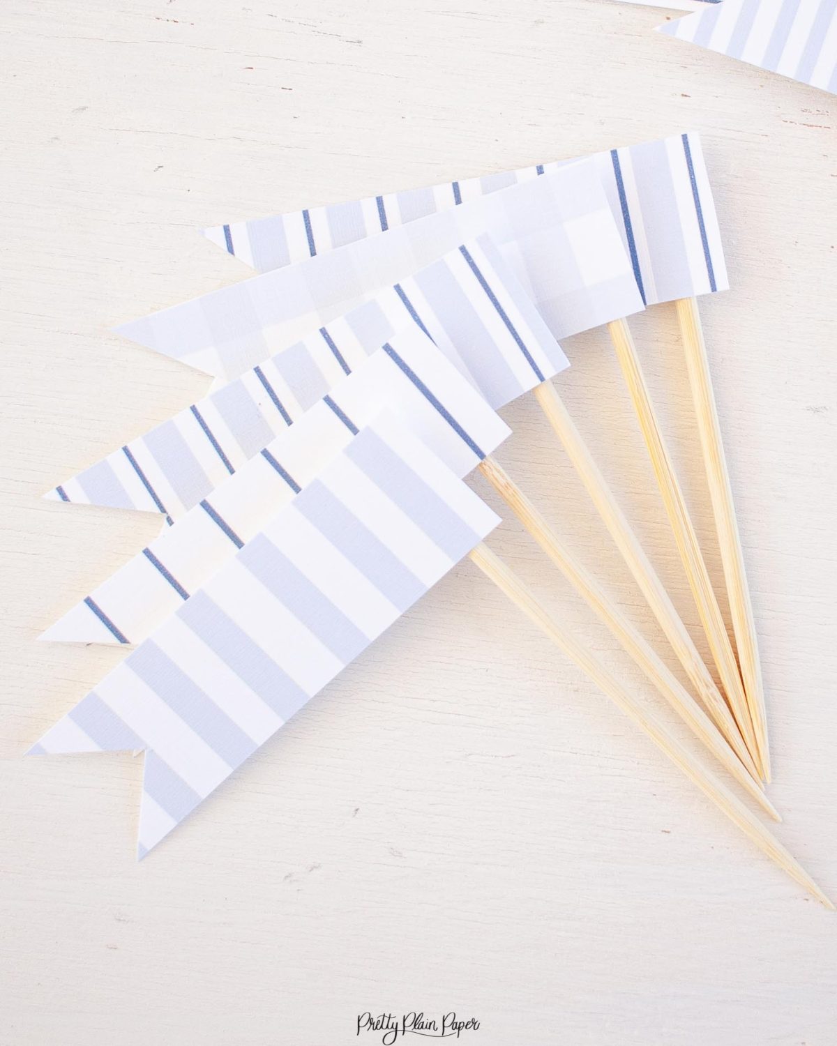 Blue Pattern, Stripe, and Gingham Cupcake Toppers Printable by Pretty Plain Paper
