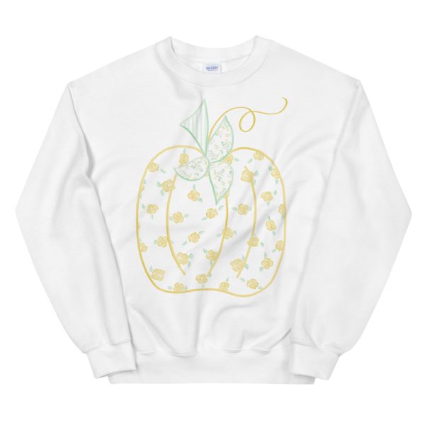 Hand Drawn Watercolor Yellow Floral Pumpkin Sweatshirt, T-shirt by Pretty Plain Paper