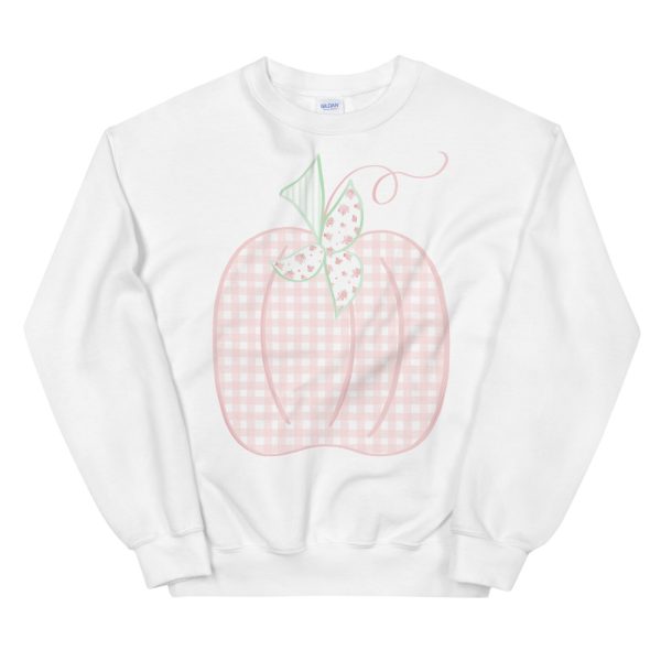 Hand Drawn Watercolor Pink Gingham Pumpkin Sweatshirt, T-shirt by Pretty Plain Paper