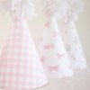 Pink Gingham, Floral and Bow Printable Party Hats by Pretty Plain Paper