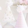 Pink Gingham, Floral and Bow Printable Party Hats by Pretty Plain Paper