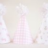 Pink Gingham, Floral and Bow Printable Party Hats by Pretty Plain Paper