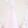 Pink Gingham, Floral and Bow Printable Party Hats by Pretty Plain Paper