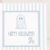 Watercolor Blue Gingham Ghost and Light Blue Stripes Halloween Tag Printable Downloads by Pretty Plain Paper