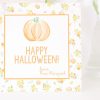 Orange Pumpkin and Orange Floral Pattern Halloween Treat Tag by Pretty Plain Paper for School or Classroom Halloween Treat Bag Tags or Gifts