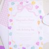 Candy Conversation Heart Party Invitation Printable Download with Watercolor Hearts & other Party Decor Printables by Pretty Plain Paper, Valentine Theme Birthday Party Decor
