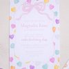 Candy Conversation Heart Party Invitation Printable Download with Watercolor Hearts & other Party Decor Printables by Pretty Plain Paper, Valentine Theme Birthday Party Decor