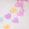 Candy Conversation Heart Pattern First Birthday Milestone Photo Banner Printable Download with Watercolor Hearts by Pretty Plain Paper, Valentine Theme Birthday Party Decor