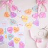 Candy Conversation Heart Pattern First Birthday Milestone Photo Banner Printable Download with Watercolor Hearts by Pretty Plain Paper, Valentine Theme Birthday Party Decor