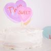 Candy Conversation Heart Party Cake Toppers Printable Download with Watercolor Hearts & other Party Decor Printables by Pretty Plain Paper, Valentine Theme Birthday Party Decor