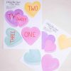 Candy Conversation Heart Party Cake Toppers Printable Download with Watercolor Hearts & other Party Decor Printables by Pretty Plain Paper, Valentine Theme Birthday Party Decor