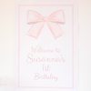 Big Pink Bow Welcome Sign for a Pink Bow Birthday Party, Watercolor Party Printables by Pretty Plain Paper