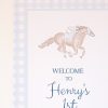 Derby Birthday Welcome Sign with Blue Gingham by Pretty Plain Paper