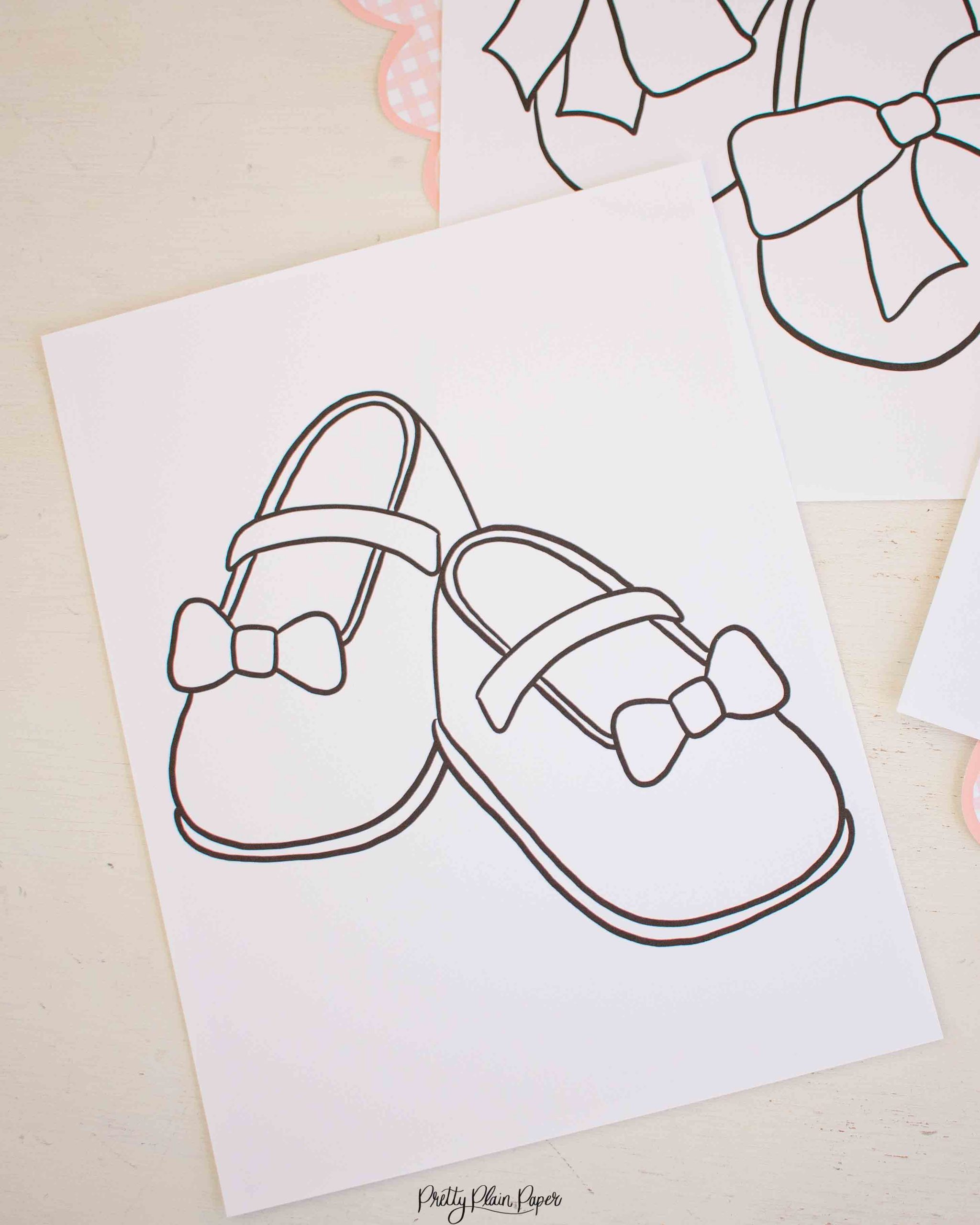 shoes bow coloring pages pretty plain paper