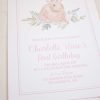 Watercolor Pink Bunny Invitation by Pretty Plain Paper for a Some Bunny is One Birthday Party or a Bunny Birthday Theme