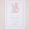 Watercolor Blue Bunny Invitation by Pretty Plain Paper for a Some Bunny is One Birthday Party or a Bunny Birthday Theme