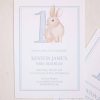Watercolor Blue Bunny Invitation by Pretty Plain Paper for a Some Bunny is One Birthday Party or a Bunny Birthday Theme