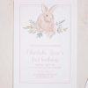 Watercolor Pink Bunny Invitation by Pretty Plain Paper for a Some Bunny is One Birthday Party or a Bunny Birthday Theme
