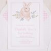 Watercolor Pink Bunny Invitation by Pretty Plain Paper for a Some Bunny is One Birthday Party or a Bunny Birthday Theme