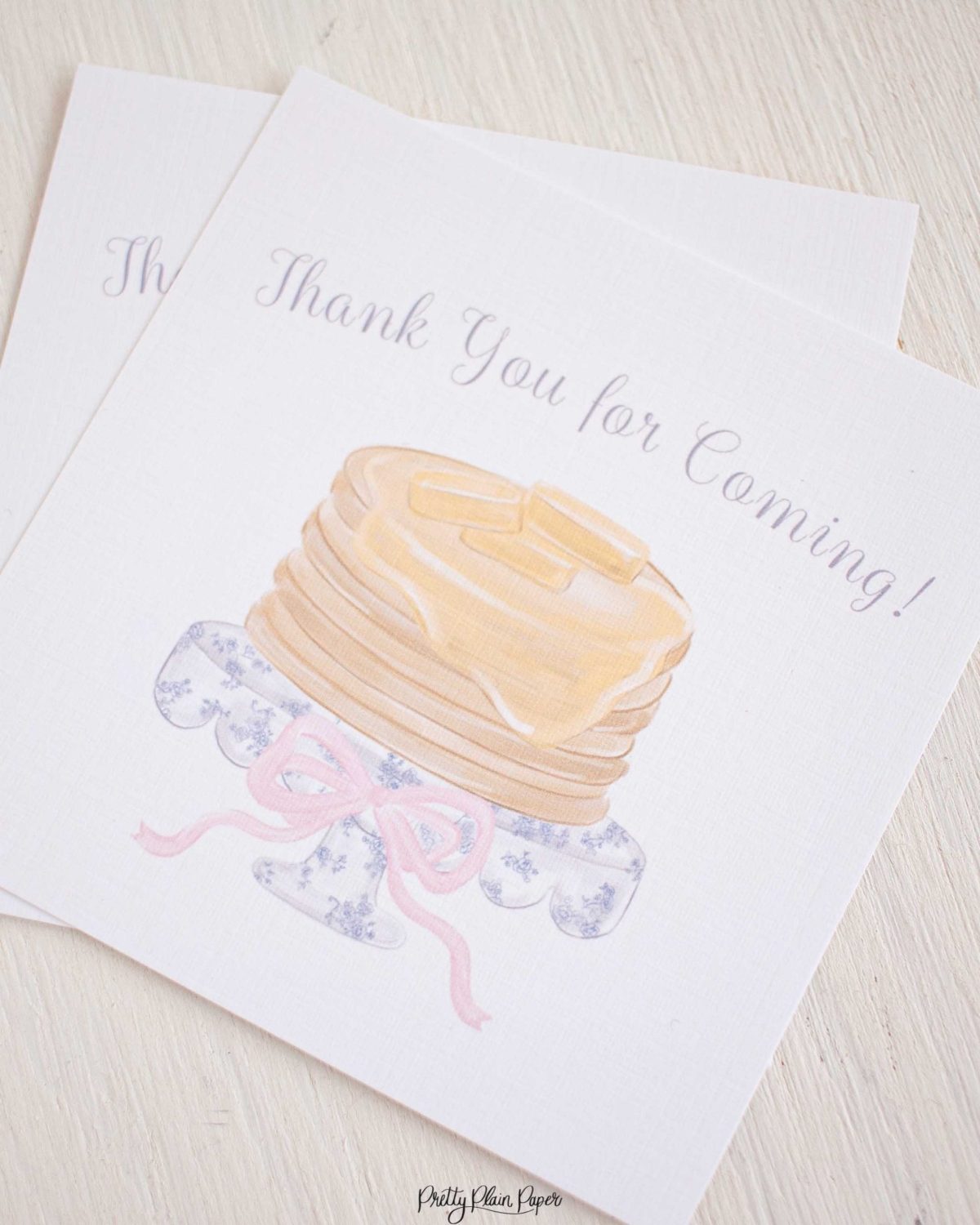 Watercolor Pancakes & Pajamas Birthday Party Favor Tag by Pretty Plain Paper for a Pancakes and Pajamas Party
