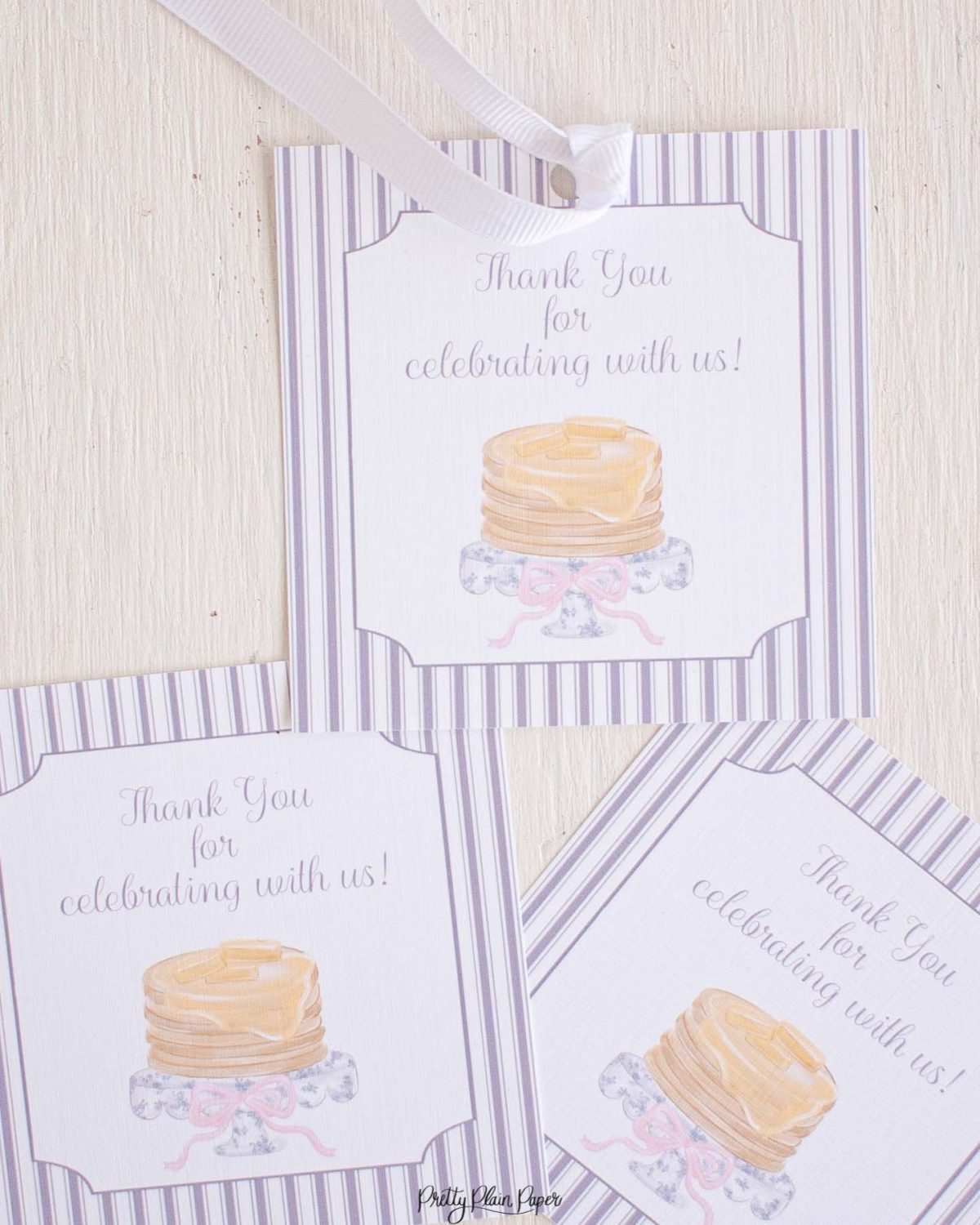 Watercolor Pancakes & Pajamas Birthday Party Favor Tag by Pretty Plain Paper for a Pancakes and Pajamas Party