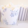 Watercolor Pancakes & Pajamas Birthday Party Blue Floral Cupcake Wrappers & Blue Stripe Cupcake Wrappers by Pretty Plain Paper for a Pancakes and Pajamas Party
