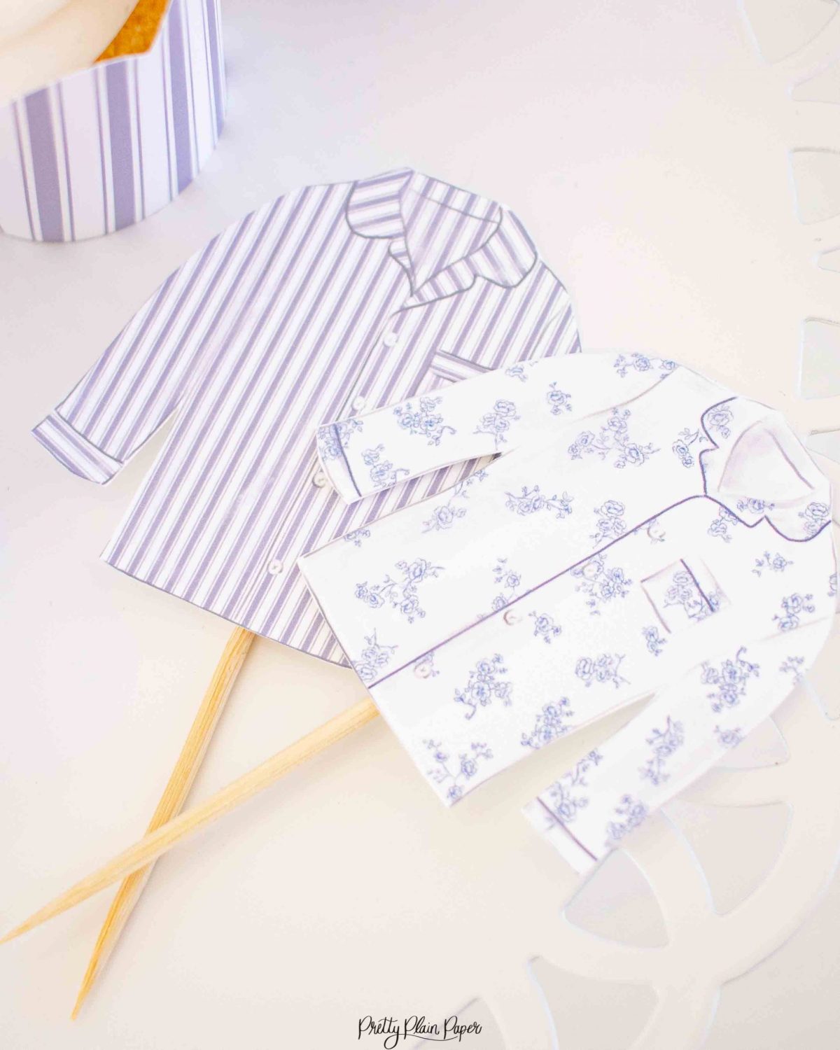 Watercolor Pancakes & Pajamas Cupcake Toppers by Pretty Plain Paper for a Pancakes and Pajamas Party