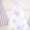 Watercolor Pancakes & Pajamas Birthday Party Blue Floral Party Hats & Blue Stripe Party Hats by Pretty Plain Paper for a Pancakes and Pajamas Party